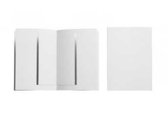Two white cardboard folders isolated on transparent background
