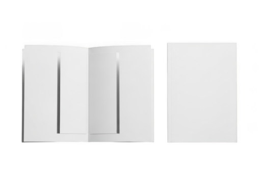 Two white cardboard folders isolated on transparent background