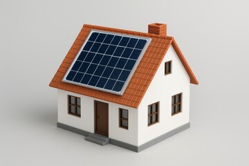 House with Solar Panel Roof