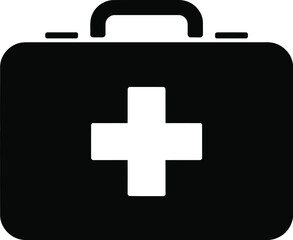 Black first aid kit with white cross medical bag emergency kit