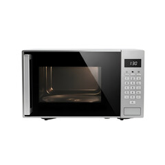 Obraz premium Microwave Oven Sits Isolated on Transparent Background, Ready to Cook Food Quickly