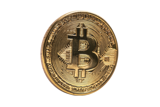 Close-up golden Bitcoin coin