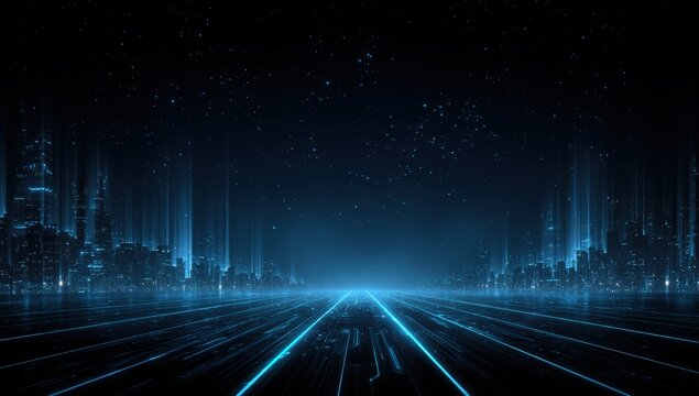 Futuristic city highway at night (2)