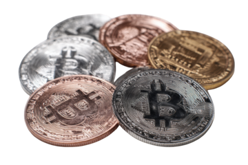 Assorted metallic Bitcoin coins