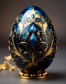 Ornate blue and gold egg (1)