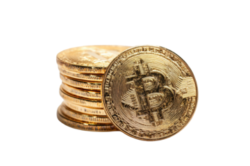 Stack of golden Bitcoin coins (2)