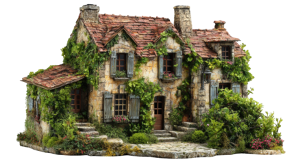 Detailed miniature of a rustic European cottage