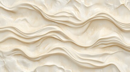 3D render of flowing, textured waves in a creamy beige hue with subtle gradients.