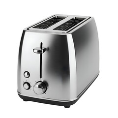 Shiny Toaster Rests on a Black Surface in a Kitchen Appliance Still Life Image
