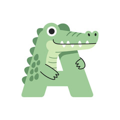 Obraz premium Adorable Alligator Alphabet A
