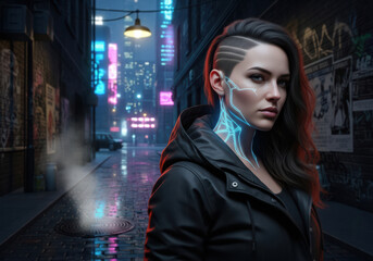 Futuristic urban cybernetic portrait