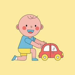 Child Playing with a Toy Car