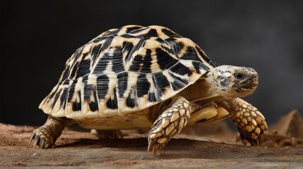 Naklejka premium Detailed Close-Up of a Beautiful Desert Tortoise in Natural Habitat