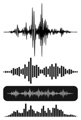 Naklejka premium Set of Digital Sound Waveforms and Audio Equalizer Vector Illustration