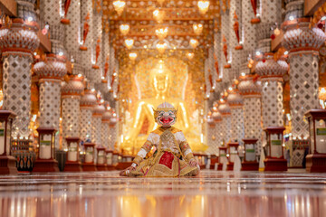 Traditional Masked Dance Performance in Ornate Temple Setting