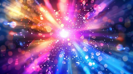 Fototapeta premium Disco light explosion, spotlight center, spiral light beam, vibrant color.