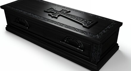 Obraz premium Dark black wooden casket rendering