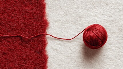 Creative Crafting With Red Wool Thread and Textured Fabric