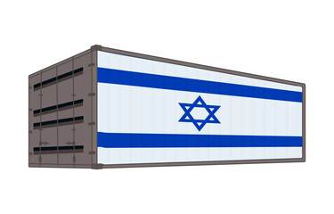 Israel national flag with shipping container
