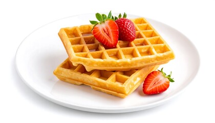 Waffle stack with fresh strawberries