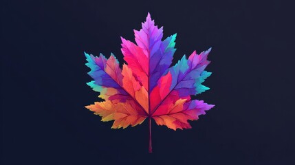 Maple Leaf Icon With Vibrant Colors Representing Autumn Vibes
