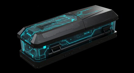 Futuristic high tech coffin design rendering