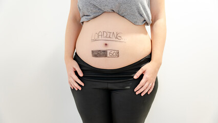 Loading progress drawn on pregnant belly