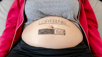 Pregnancy humor with a baby bump progress bar