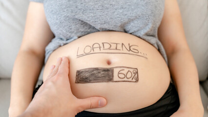 Pregnancy humor with baby bump loading illustration