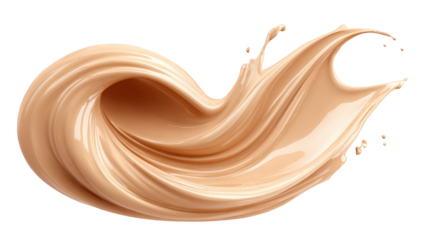 Creamy, light beige liquid flowing in a swirl and splash