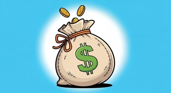 Get rich quick with this lucky money bag illustration, perfect for finance and investment promotions