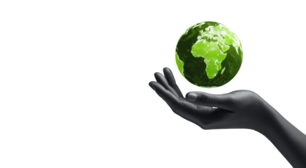 A hand holds a green Earth (1)