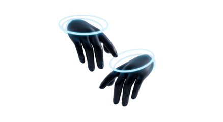 Two dark gloves, glowing ethereal rings