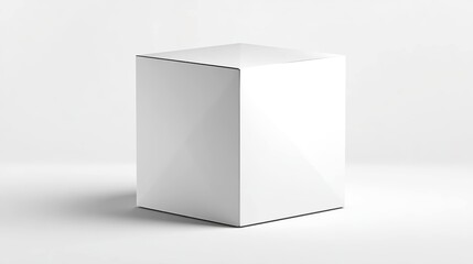 White blank cube shaped object on white background