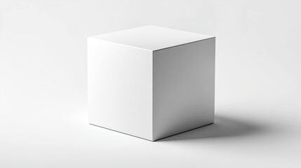 Fototapeta premium White cube object on plain background