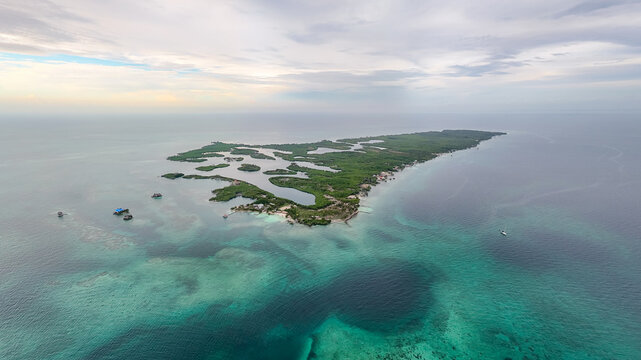 Aerial view of Tintipan island in the Caribbean Sea