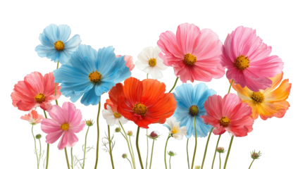 Vibrant colorful flowers in a cluster