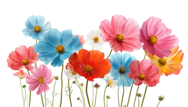 Vibrant colorful flowers in a cluster - Powered by Adobe