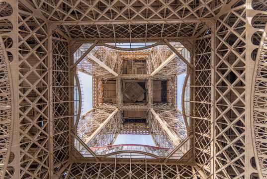 View from beneath the Eiffel Tower