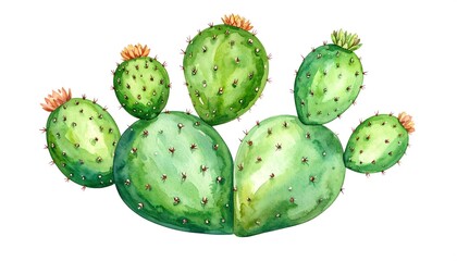 Watercolor cactus cluster
