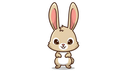 Obraz premium Cartoon Rabbit Illustration on Black Background Cute Animal Art