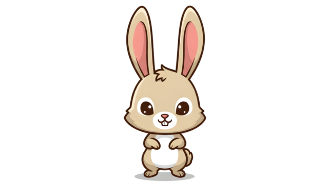 Cartoon Rabbit Illustration on Black Background Cute Animal Art