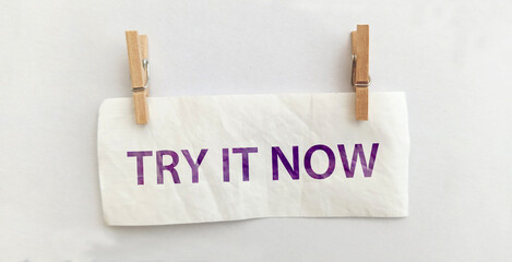 try it now sign on white background	