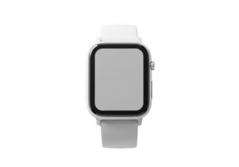 White smartwatch with blank screen isolated on transparent background