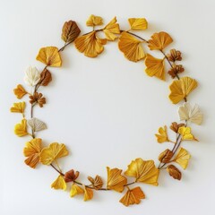 Fototapeta premium Autumn leaves wreath art