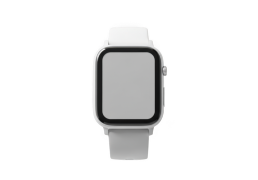 White smartwatch with blank screen isolated on transparent background