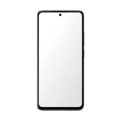 Sleek modern smartphone with a blank white screen, isolated on a clean white background