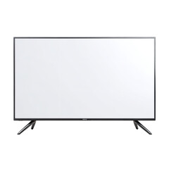 Modern flat screen television with a blank white display on a minimalist stand