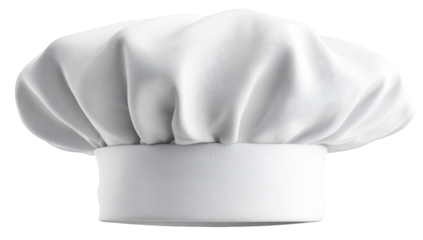 A clean white chef's hat against a black background