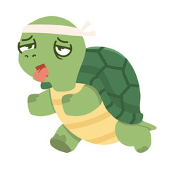 cartoon of an exhausted tortoise on a run